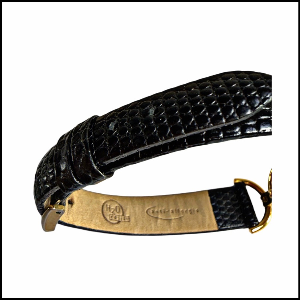 GUCCI VINTAGE 6000L Black & Gold Leather Strap Watch - Picture 6 of 11